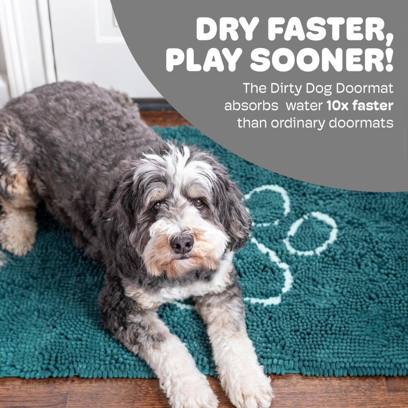 Dog Gone Smart Dirty Dog Doormat - Fast Drying Rug with Super Gripper Backing for Clean Floors - Super Absorbent and Machine Washable Mat for Muddy Paws - Petrol - Image 2